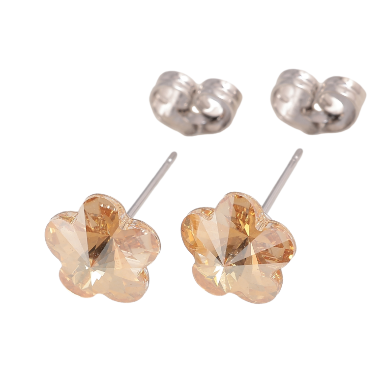 Серьги Xuping цвет Родий с кристаллами Swarovski пусеты Кристальные цветочки Topaz фото №1