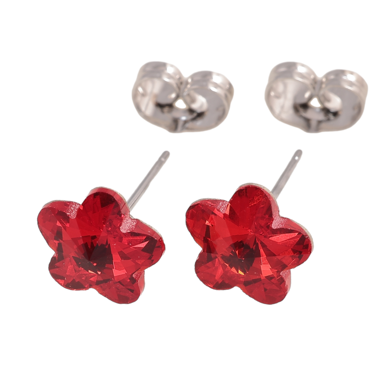 Серьги Xuping цвет Родий с кристаллами Swarovski пусеты Кристальные цветочки Siam фото №1