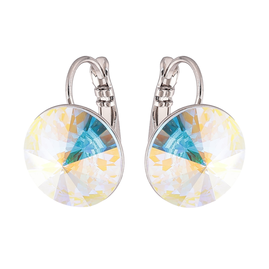 Сережки Xuping колір Родій з кристалами Swarovski французький замок Кристали АВ ø 14мм фото №1