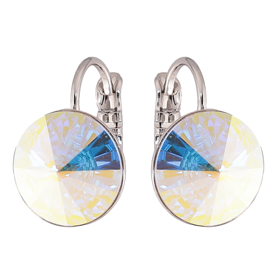 Сережки Xuping колір Родій з кристалами Swarovski французький замок Кристали АВ ø 12мм фото №1