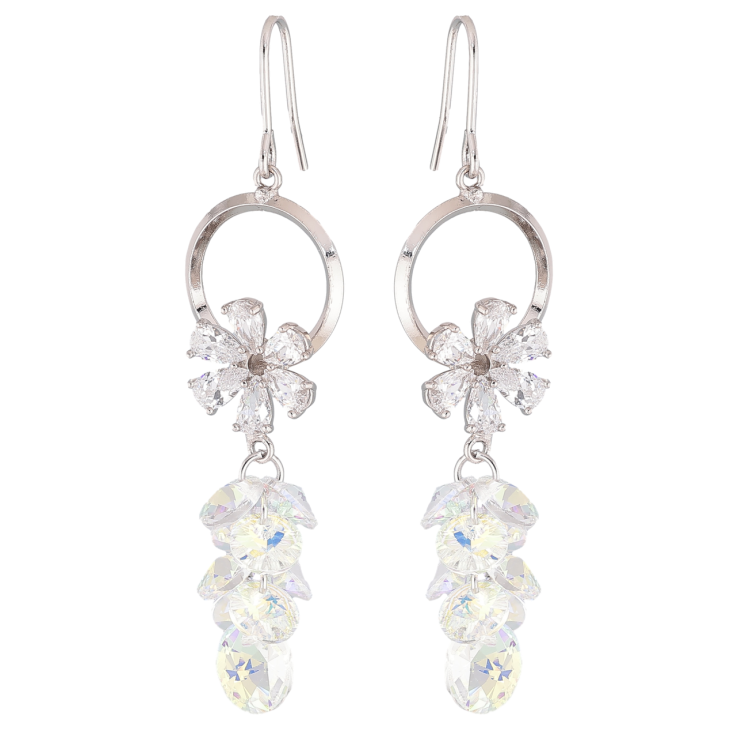 Сережки Xuping колір Родій з кристалами Swarovski французький замок Підвіски з кристалами Shimmer фото №15 Сережки Xuping колір Родій з кристалами Swarovski французький замок Підвіски з кристалами Shimmer фото №15