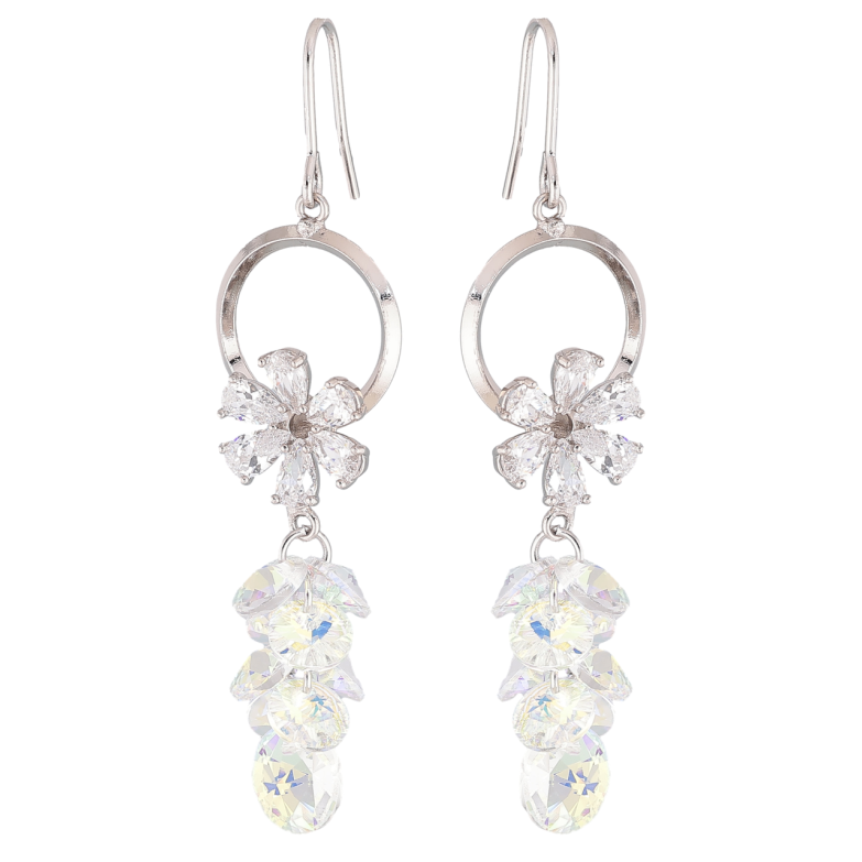 Серьги Xuping цвет Родий с кристаллами Swarovski французский замок Подвески с кристаллами Shimmer фото №2