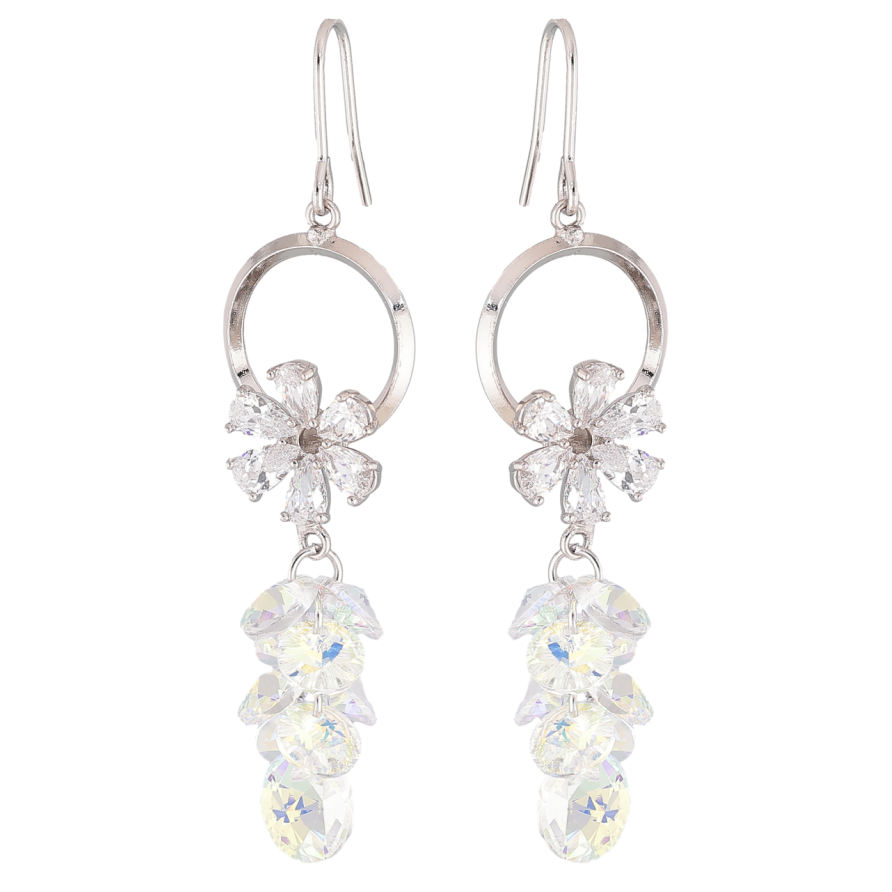 Сережки Xuping колір Родій з кристалами Swarovski французький замок Підвіски з кристалами Shimmer фото №1