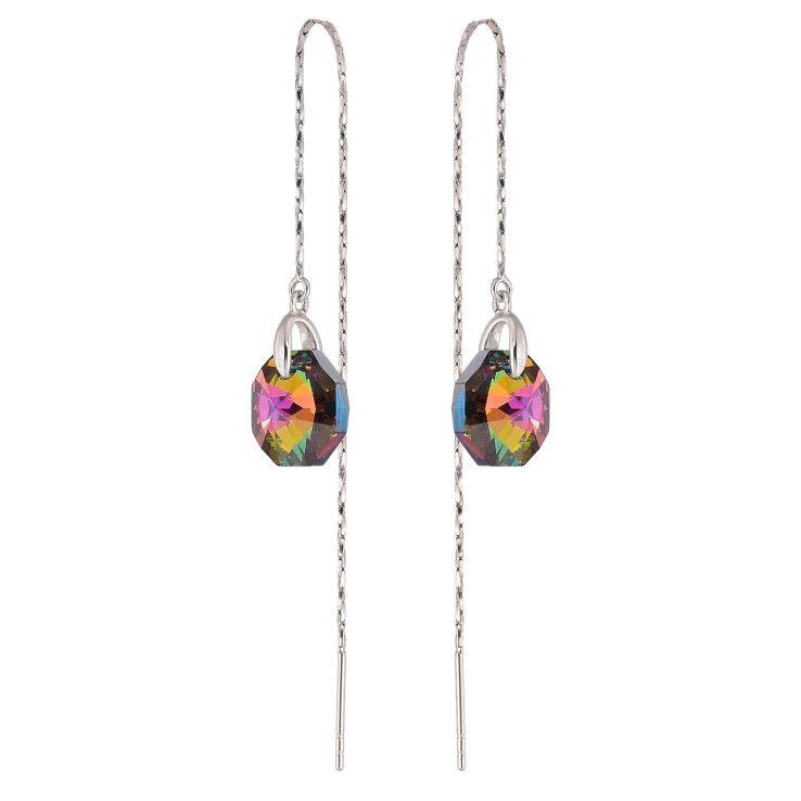 Сережки Xuping колір Родій з кристалами Swarovski протяжки Кристали Vitrail Medium фото №22