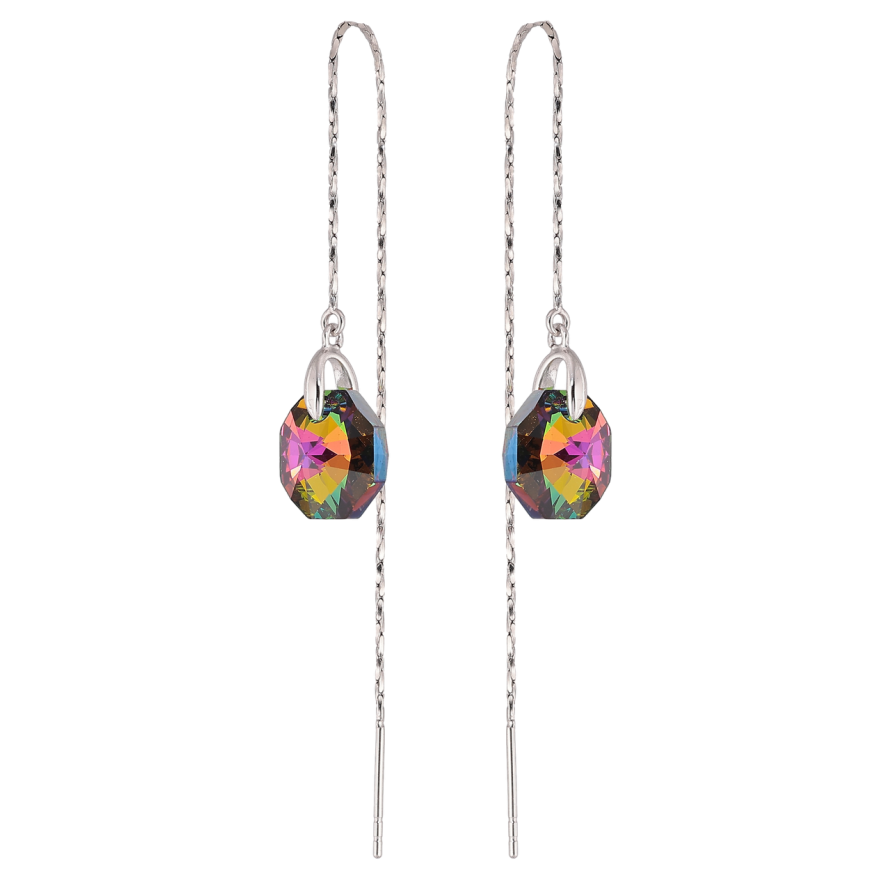 Серьги Xuping цвет Родий с кристаллами Swarovski протяжки Кристаллы Vitrail Medium фото №1