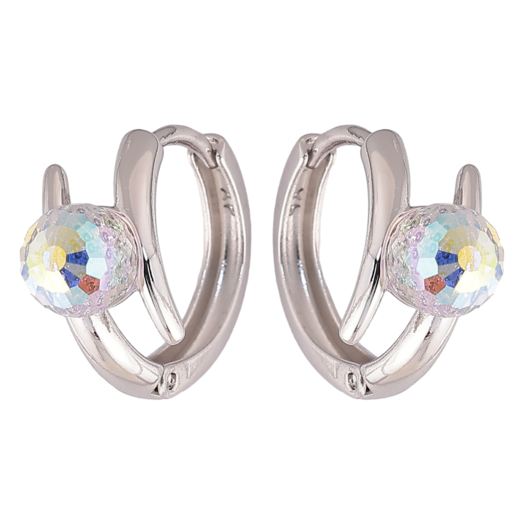 Сережки Xuping колір Родій з кристалами Swarovski колечка Візерунок з кристальними кульками AВ фото №17