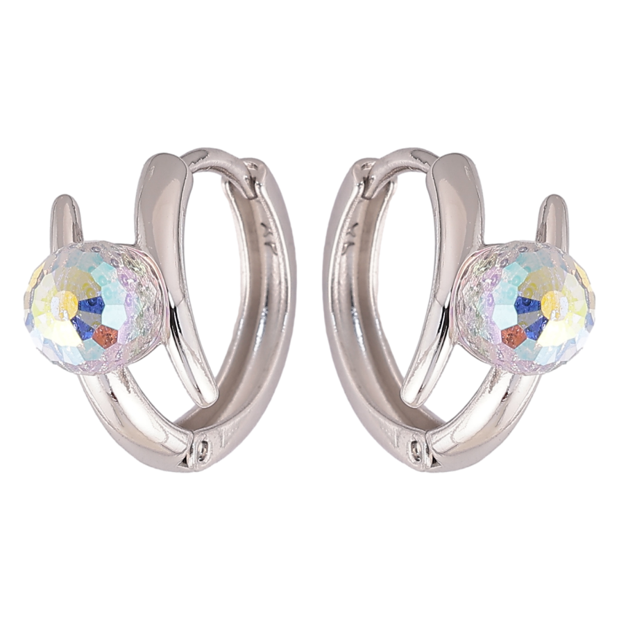 Сережки Xuping колір Родій з кристалами Swarovski колечка Візерунок з кристальними кульками AВ фото №1