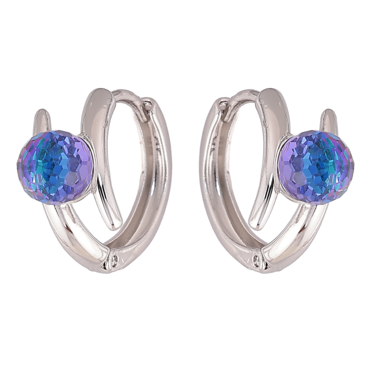 Сережки Xuping колір Родій з кристалами Swarovski колечка Візерунок з кристальними кульками Bermuda Blue фото №20