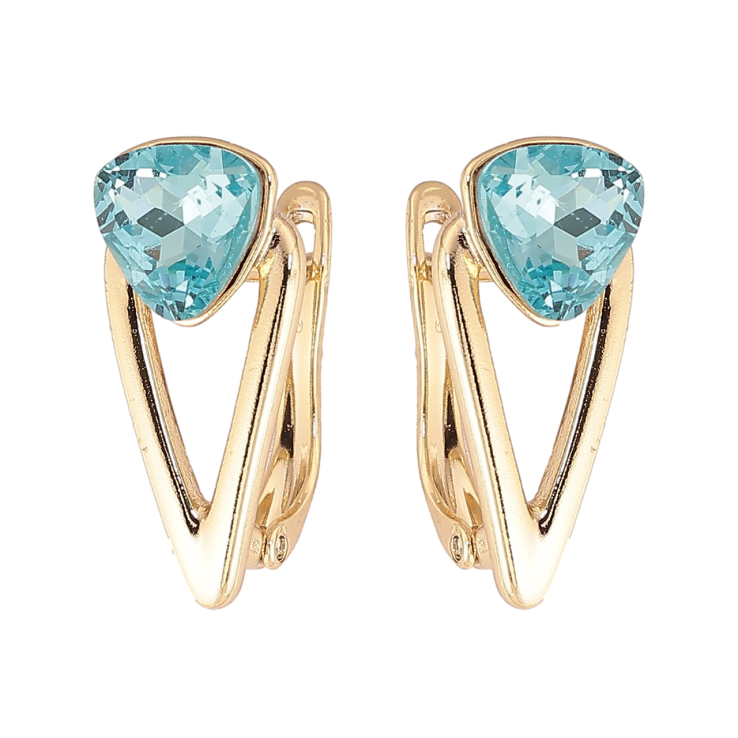 Серьги Xuping цвет Позолота 14K с кристаллами Swarovski английский замок Узор с кристаллами Light Turquoise фото №24