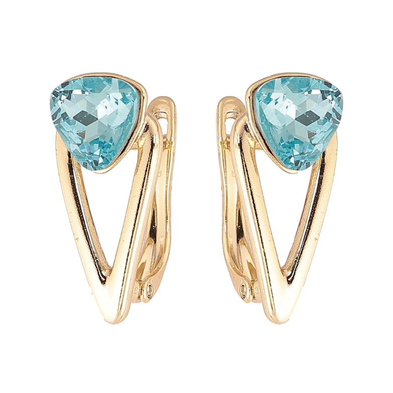 Сережки Xuping колір Позолота 14K з кристалами Swarovski англійський замок Візерунок з кристалами Light Turquoise фото №1