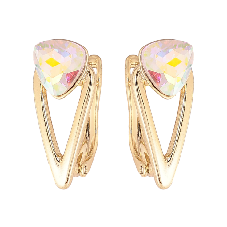 Серьги Xuping цвет Позолота 14K с кристаллами Swarovski английский замок Узор с кристаллами АВ фото №23