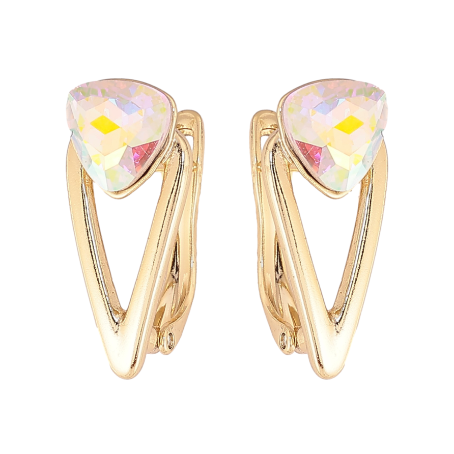 Сережки Xuping колір Позолота 14K з кристалами Swarovski англійський замок Візерунок з кристалами АВ фото №1