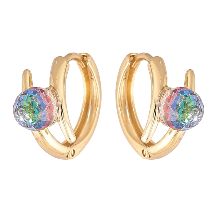 Сережки Xuping колір Позолота 14K з кристалами Swarovski колечка Візерунок з кристальними кульками Vitrail Medium фото №25