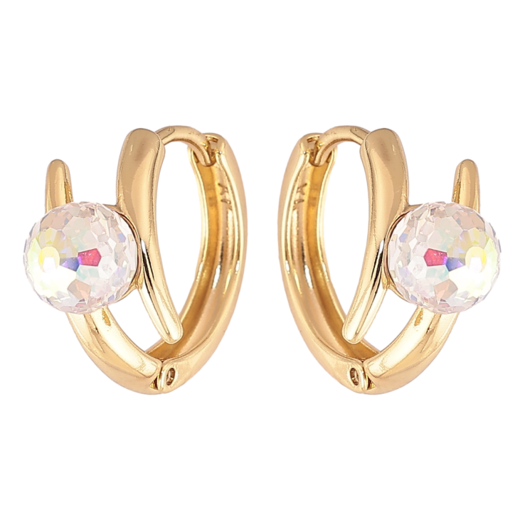 Серьги Xuping цвет Позолота 14K с кристаллами Swarovski колечки Узор с кристальными шариками Shimmer фото №18