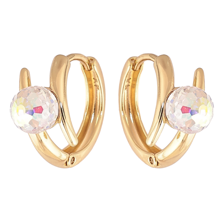 Серьги Xuping цвет Позолота 14K с кристаллами Swarovski колечки Узор с кристальными шариками Shimmer фото №8