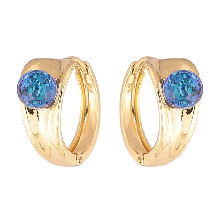 Серьги Xuping цвет Позолота 14K с кристаллами Swarovski колечки Узор с кристальными шариками Bermuda Blue фото №20