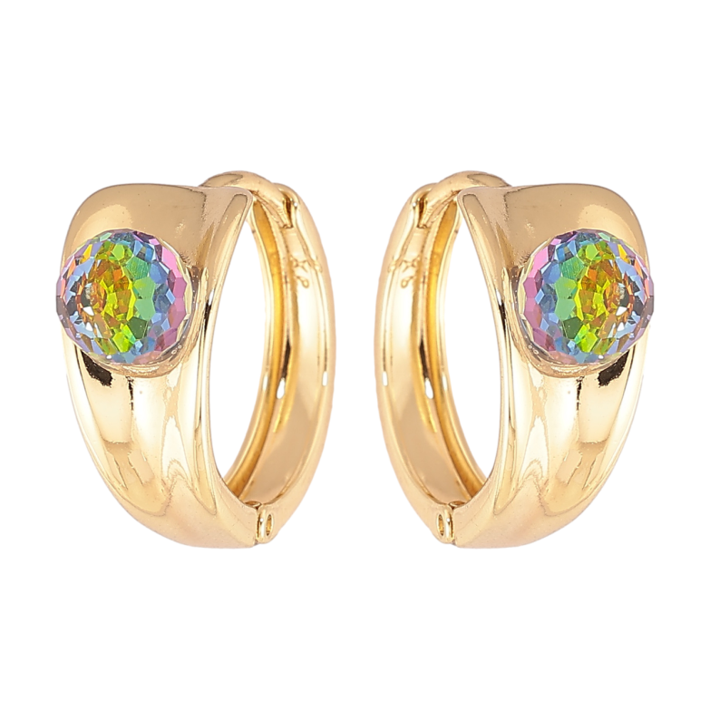 Серьги Xuping цвет Позолота 14K с кристаллами Swarovski колечки Узор с кристальными шариками Vitrail Medium фото №1