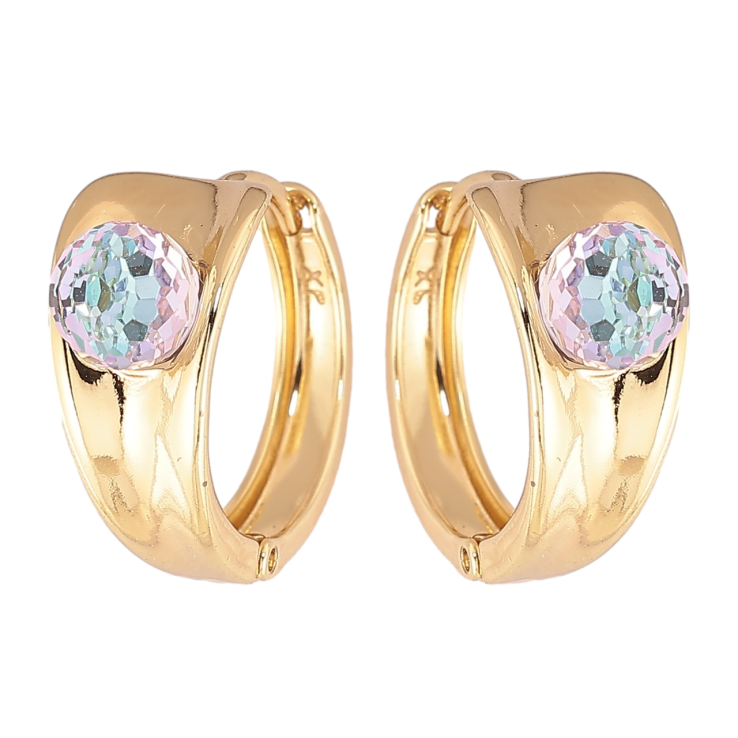 Сережки Xuping колір Позолота 14K з кристалами Swarovski колечка Візерунок з кристальними кульками Paradise Shine фото №2