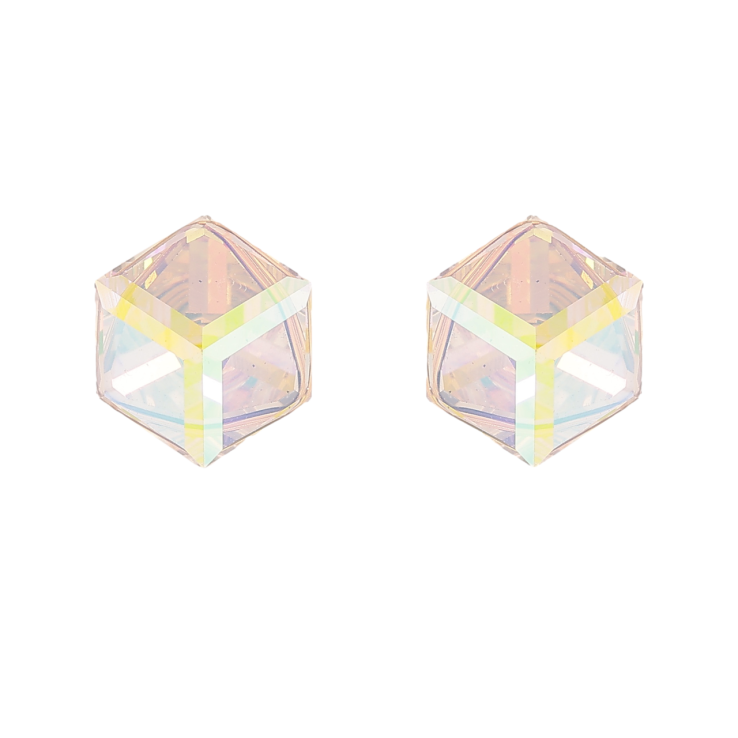 Сережки Xuping колір Позолота 14K з кристалами Swarovski пусети Кристальні кубики Shimmer 8х8мм фото №25