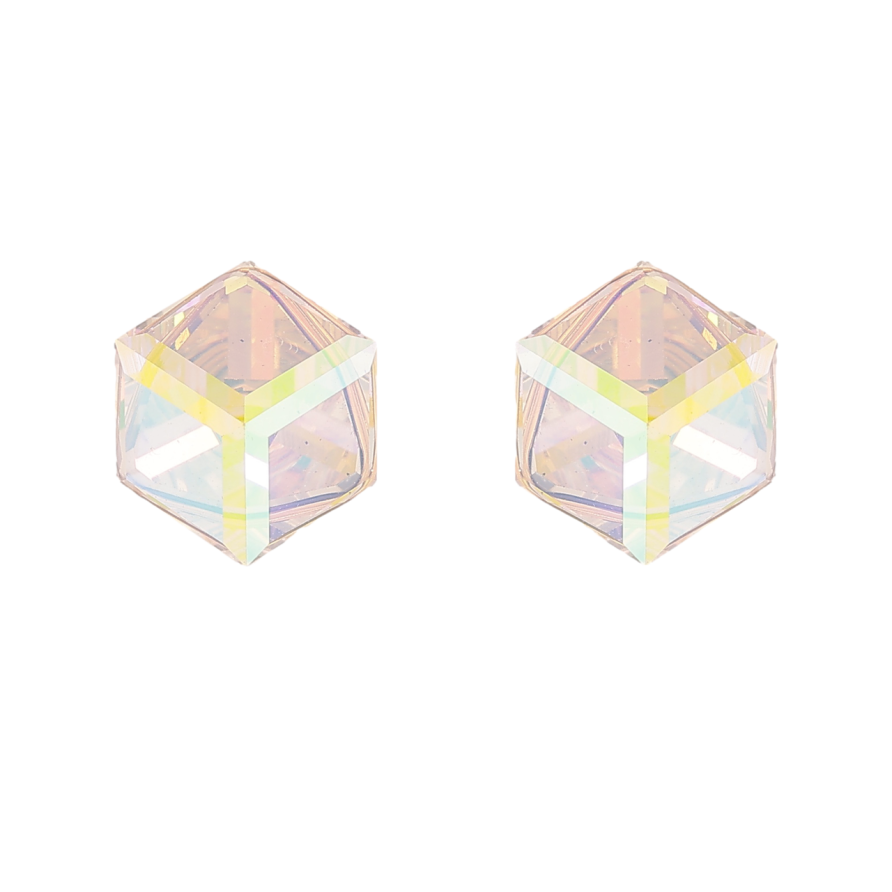 Сережки Xuping колір Позолота 14K з кристалами Swarovski пусети Кристальні кубики Shimmer 8х8мм фото №1