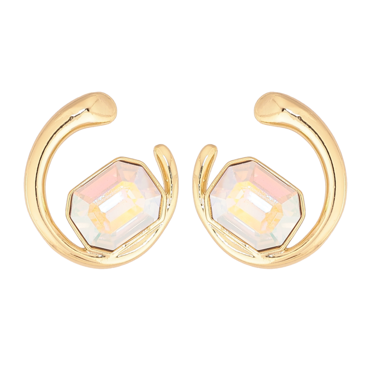 Серьги Xuping цвет Позолота 14K с кристаллами Swarovski пусеты Узор с кристаллами АВ фото №4