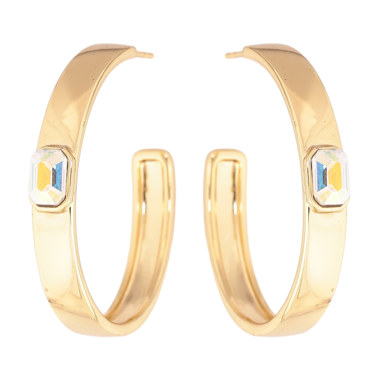 Серьги Xuping цвет Позолота 14K с кристаллами Swarovski пусеты Дуги с кристаллами АВ фото №6