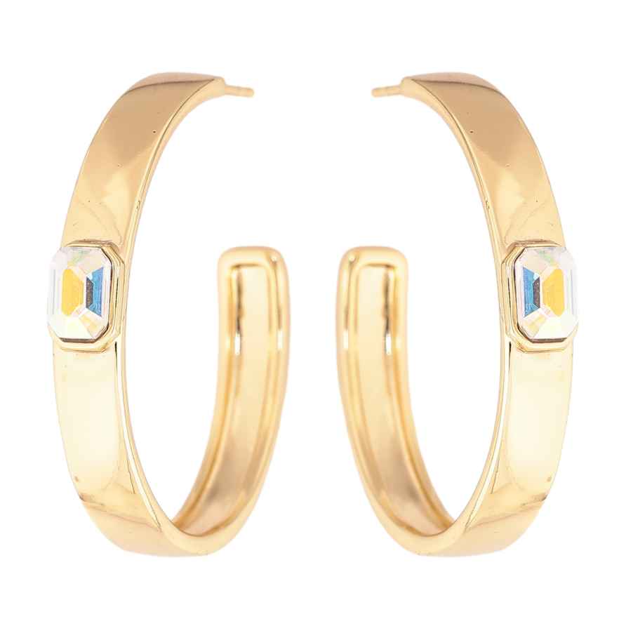 Серьги Xuping цвет Позолота 14K с кристаллами Swarovski пусеты Дуги с кристаллами АВ фото №1