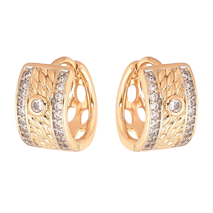 Серьги Xuping цвет Позолота 18К + Родий колечки Декоративный узор с кристаллами фото №13