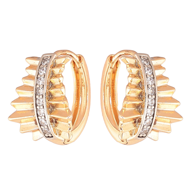 Серьги Xuping цвет Позолота 18К + Родий колечки Декоративный узор с кристаллами фото №16