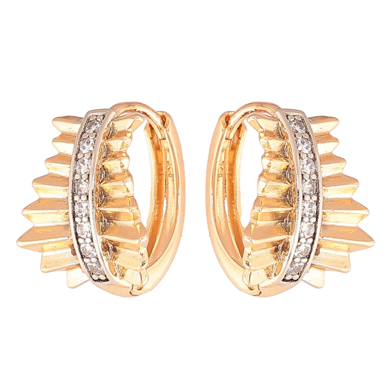 Серьги Xuping цвет Позолота 18К + Родий колечки Декоративный узор с кристаллами фото №1 Серьги Xuping цвет Позолота 18К + Родий колечки Декоративный узор с кристаллами фото №1