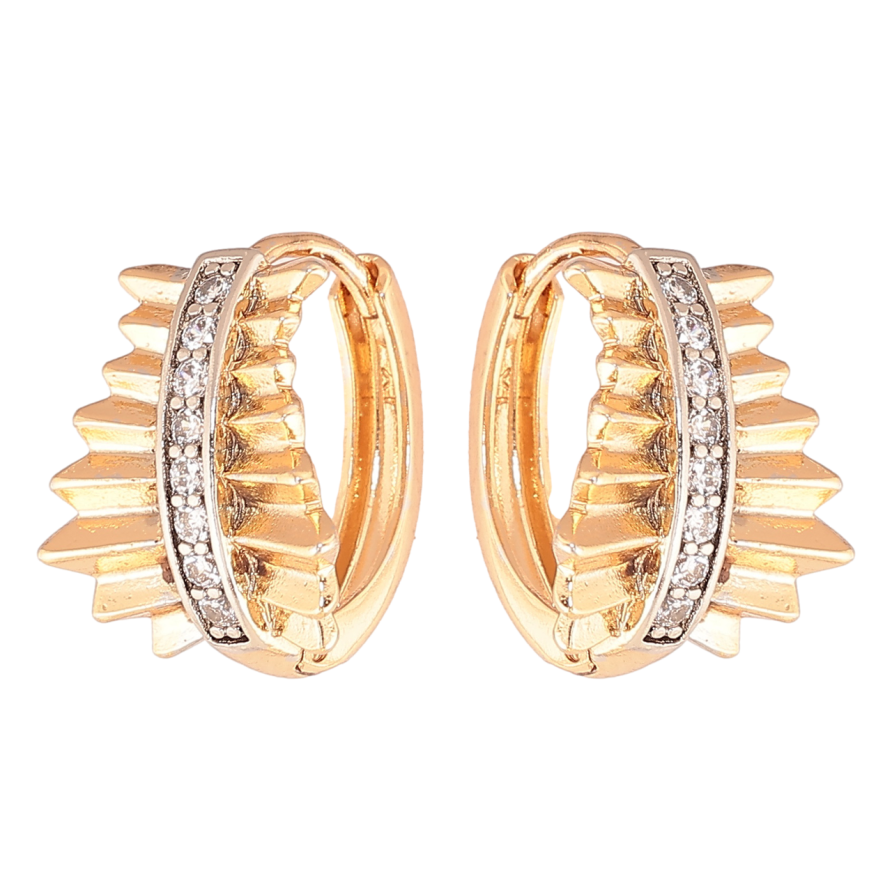 Серьги Xuping цвет Позолота 18К + Родий колечки Декоративный узор с кристаллами фото №1