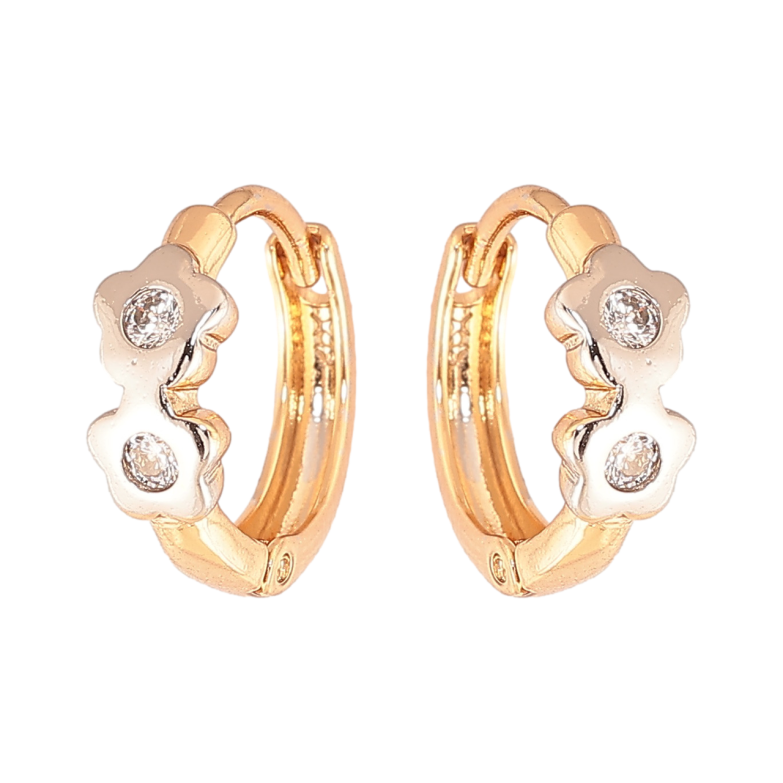 Сережки Xuping колір Позолота 18К + Родій колечка Квіточки з кристалами фото №1