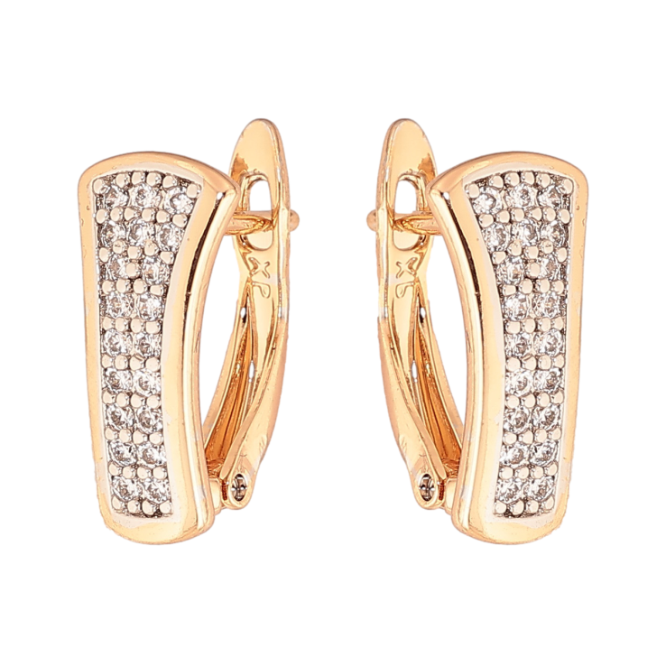 Серьги Xuping цвет Позолота 18К + Родий английский замок Инкрустация кристаллами фото №17