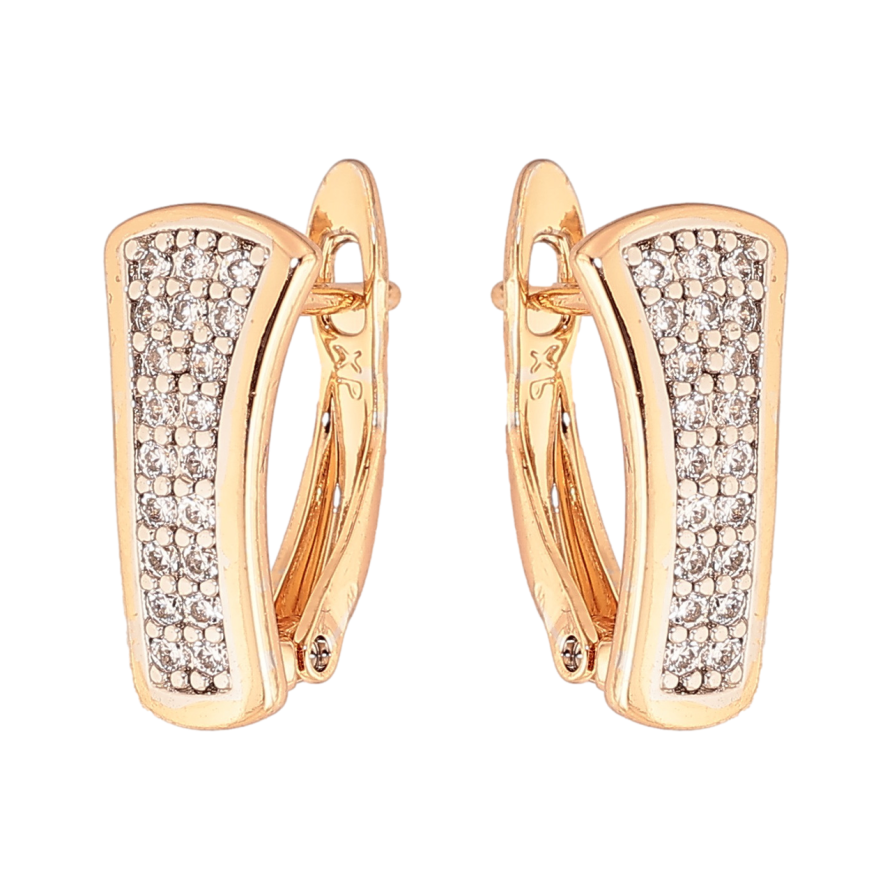 Серьги Xuping цвет Позолота 18К + Родий английский замок Инкрустация кристаллами фото №1