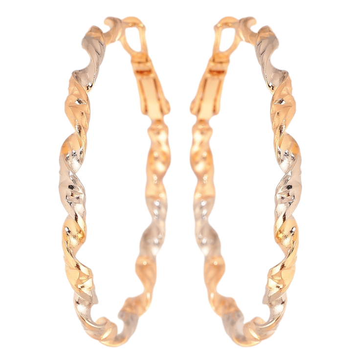 Сережки Xuping колір Позолота 18К + Родій кільця (конго) Декоративний візерунок ø 4см фото №11