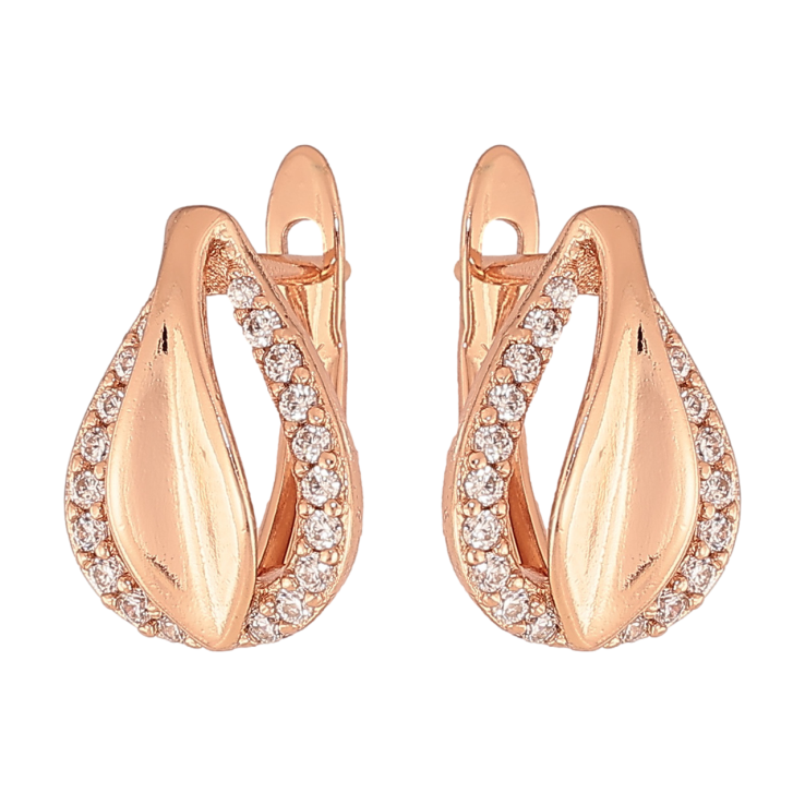 Серьги Xuping цвет Позолота РО английский замок Узор с кристаллами фото №19