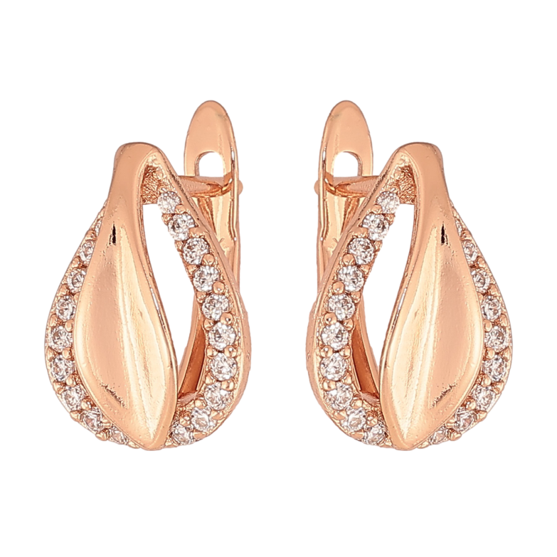 Сережки Xuping колір Позолота РО англійський замок Візерунок з кристалами фото №1