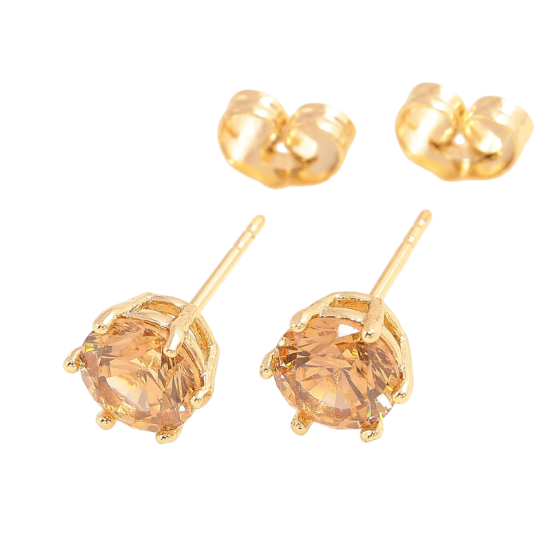 Серьги Xuping Позолота 14K пусеты Песочные кристаллы в 6-ти крапановой оправе ø 7мм фото №1 Серьги Xuping Позолота 14K пусеты Песочные кристаллы в 6-ти крапановой оправе ø 7мм фото №1