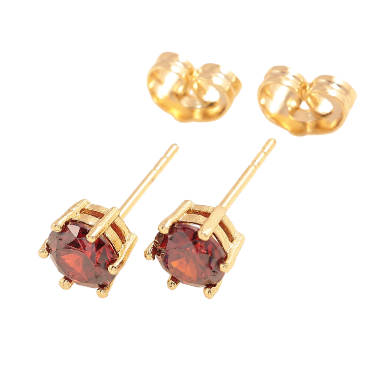 Сережки Xuping Позолота 14K пусети Темно-червоні кристали в 6-ти крапановій оправі ø 6мм фото №12