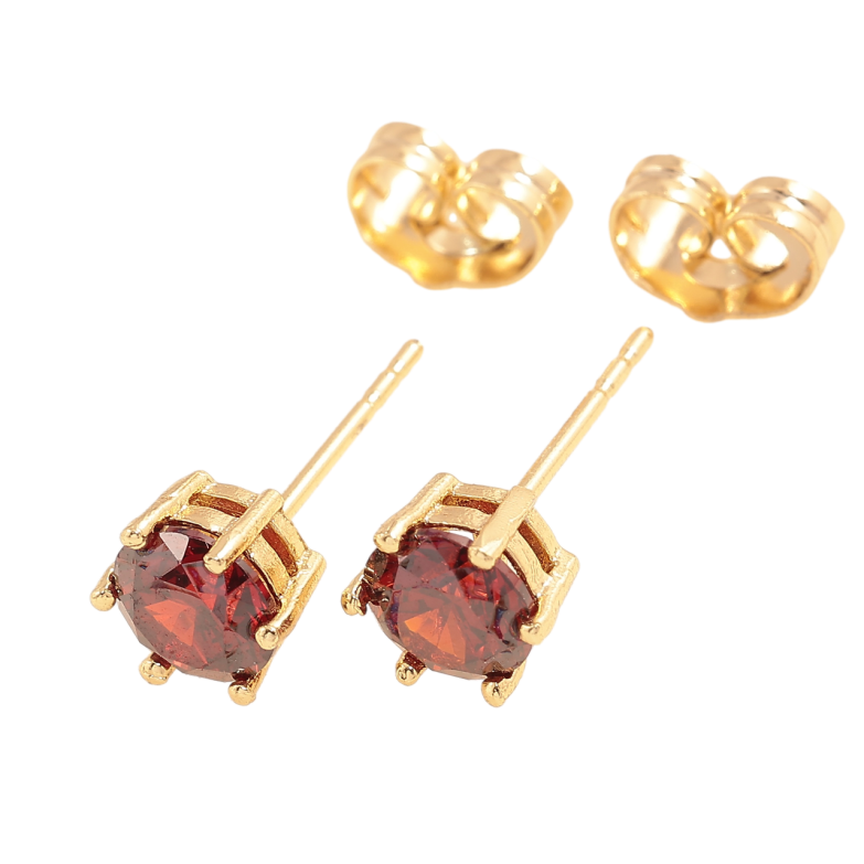 Серьги Xuping Позолота 14K пусеты Темно-красные кристаллы в 6-ти крапановой оправе ø 6мм фото №2