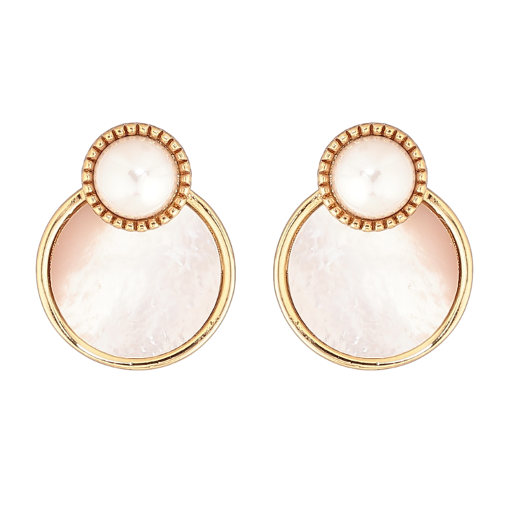 Серьги Xuping Позолота 14K пусеты Перламутровые вставки фото №5