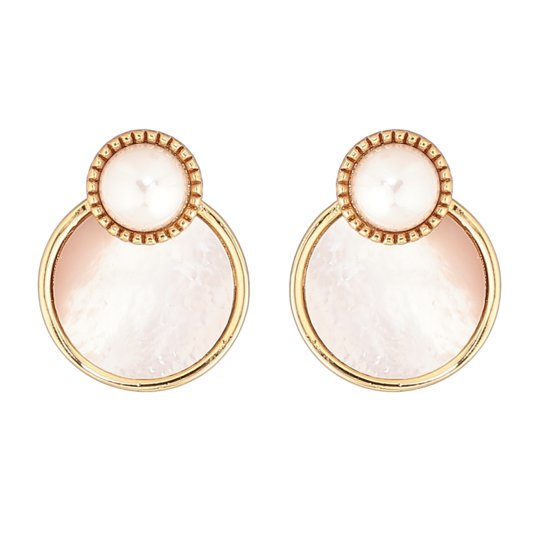 Сережки Xuping Позолота 14K пусети Перламутрові вставки фото №1 Сережки Xuping Позолота 14K пусети Перламутрові вставки фото №1