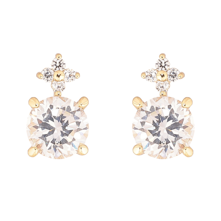 Сережки Xuping колір Позолота 14K пусети Кристальний блиск фото №4