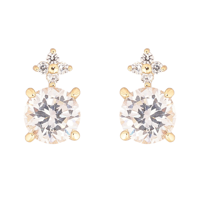 Сережки Xuping колір Позолота 14K пусети Кристальний блиск фото №2