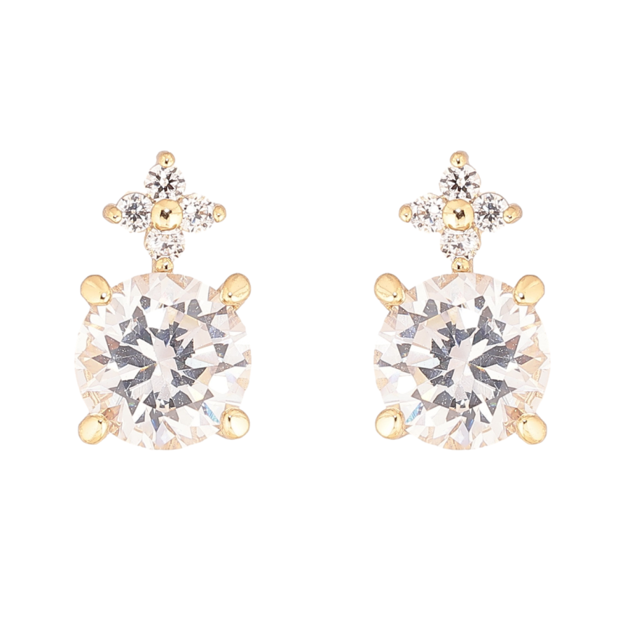 Сережки Xuping колір Позолота 14K пусети Кристальний блиск фото №1