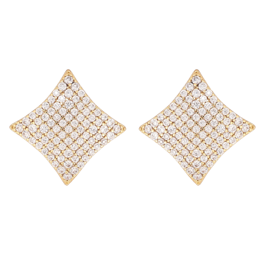 Серьги Xuping цвет Позолота 14K пусеты Инкрустация кристаллами фото №1