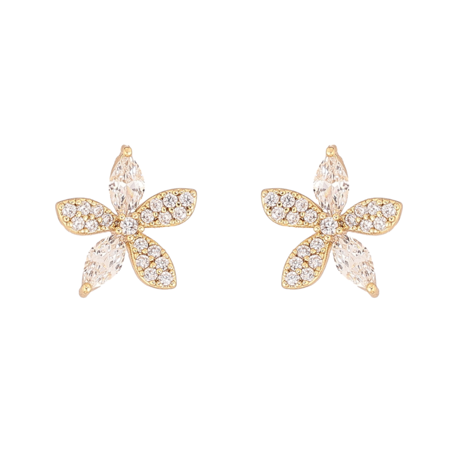Сережки Xuping колір Позолота 14K пусети Кристальні квіточки фото №1