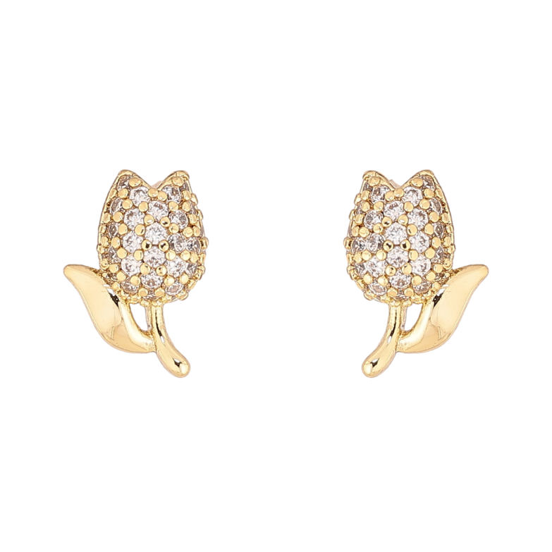 Сережки Xuping колір Позолота 14K пусети Тюльпани фото №1