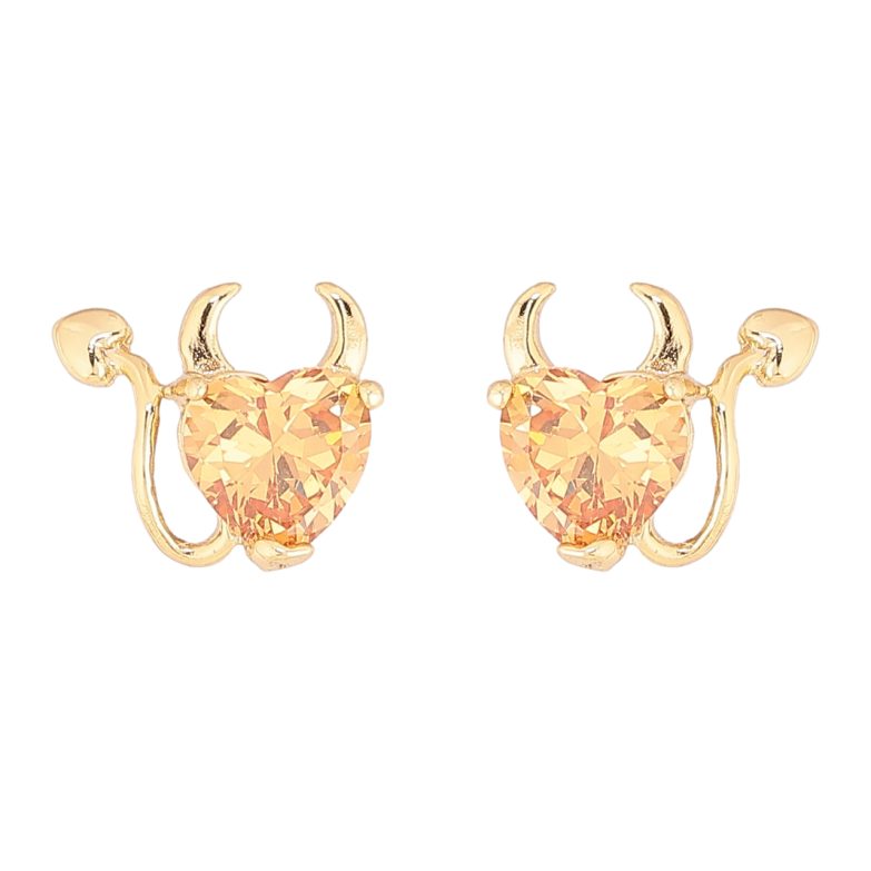 Серьги Xuping цвет Позолота 14K пусеты Кристальные чертята фото №4