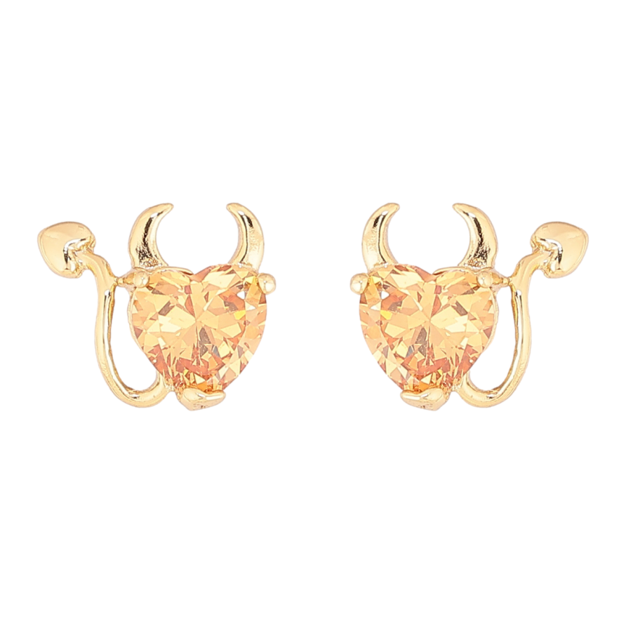 Серьги Xuping цвет Позолота 14K пусеты Кристальные чертята фото №1